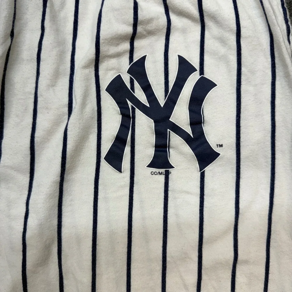 NY Yankees‎ White Navy Pinstripe Lounge Pants Women Large MLB Athleisure Jogger